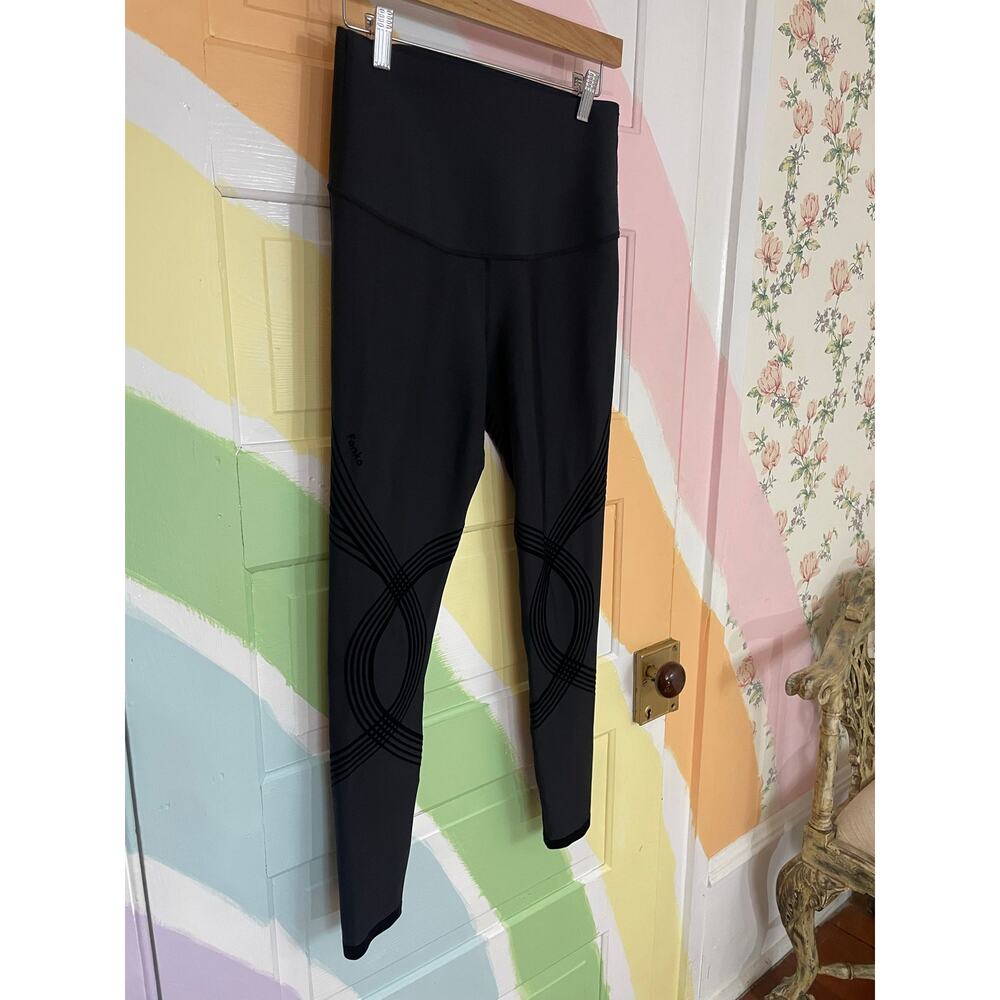 FANKA Body Sculpt Leggings Black Flocked Compression High Rise Womens M - Picture 4 of 12